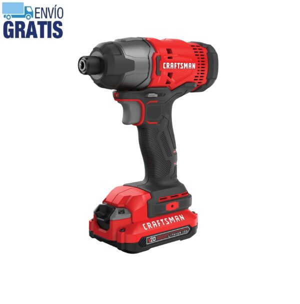 Kit de destornillador de impacto inalámbrico V20 de 1/4 pulg. (1 batería) Craftsman CMCF800C1